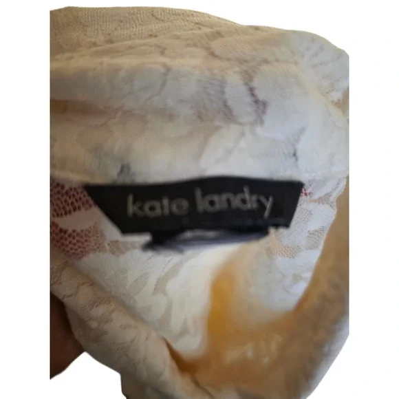 Kate Landry Vintage Lace Ruffle Button Up Shirt Blouse Cream Long Sleeve Women's - Picture 4 of 4